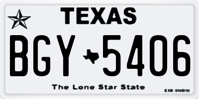 TX license plate BGY5406