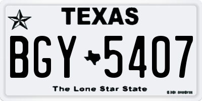 TX license plate BGY5407