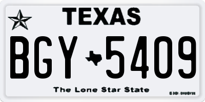 TX license plate BGY5409