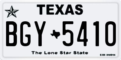 TX license plate BGY5410
