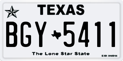 TX license plate BGY5411