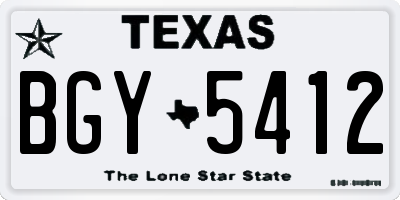 TX license plate BGY5412