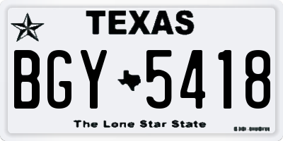 TX license plate BGY5418
