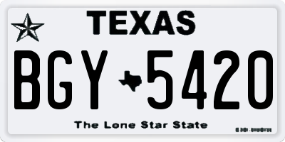 TX license plate BGY5420