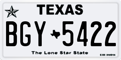 TX license plate BGY5422