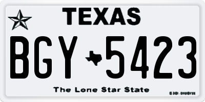 TX license plate BGY5423
