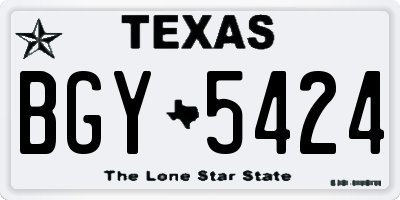 TX license plate BGY5424