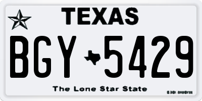 TX license plate BGY5429