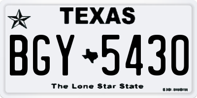 TX license plate BGY5430