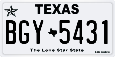 TX license plate BGY5431