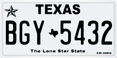 TX license plate BGY5432