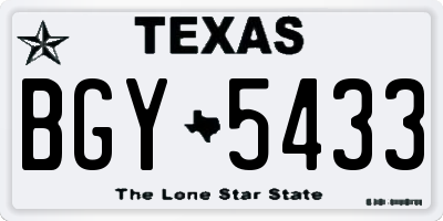 TX license plate BGY5433