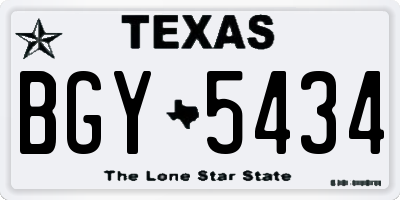 TX license plate BGY5434