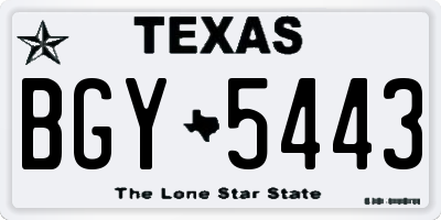 TX license plate BGY5443
