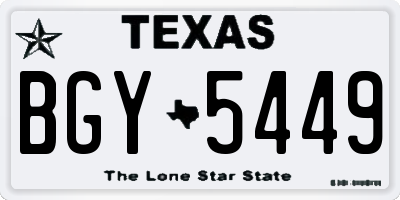 TX license plate BGY5449