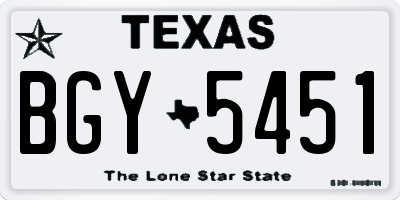 TX license plate BGY5451