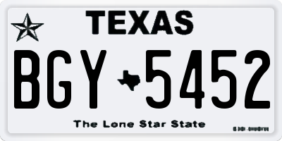 TX license plate BGY5452