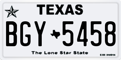 TX license plate BGY5458