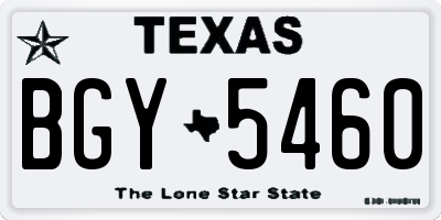TX license plate BGY5460