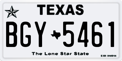 TX license plate BGY5461