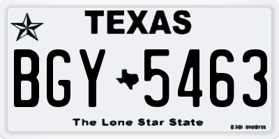 TX license plate BGY5463