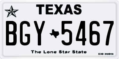 TX license plate BGY5467