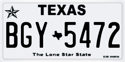 TX license plate BGY5472