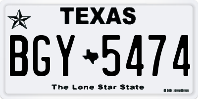 TX license plate BGY5474