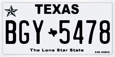 TX license plate BGY5478
