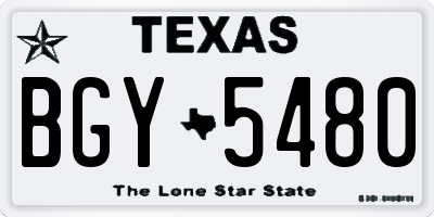 TX license plate BGY5480