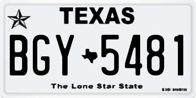 TX license plate BGY5481