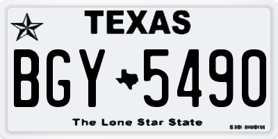 TX license plate BGY5490