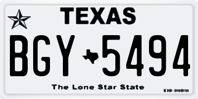 TX license plate BGY5494