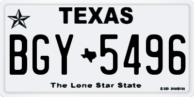 TX license plate BGY5496