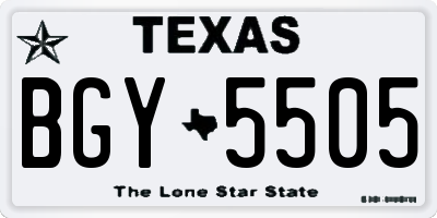 TX license plate BGY5505
