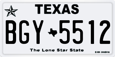 TX license plate BGY5512