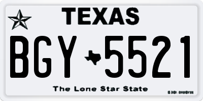 TX license plate BGY5521