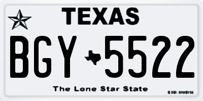 TX license plate BGY5522