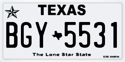 TX license plate BGY5531