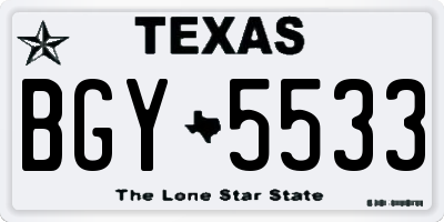 TX license plate BGY5533