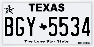 TX license plate BGY5534