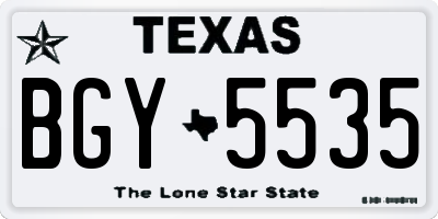 TX license plate BGY5535