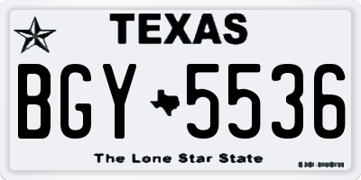 TX license plate BGY5536