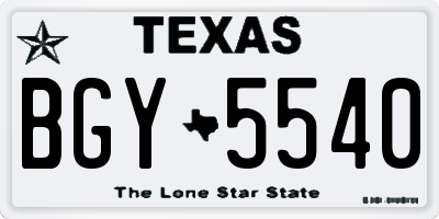 TX license plate BGY5540