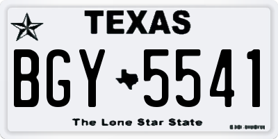 TX license plate BGY5541