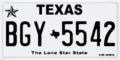 TX license plate BGY5542