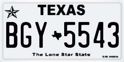 TX license plate BGY5543