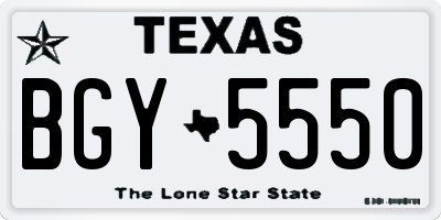 TX license plate BGY5550