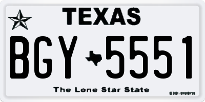TX license plate BGY5551