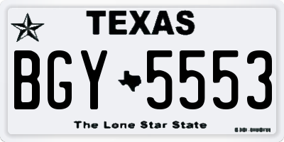 TX license plate BGY5553